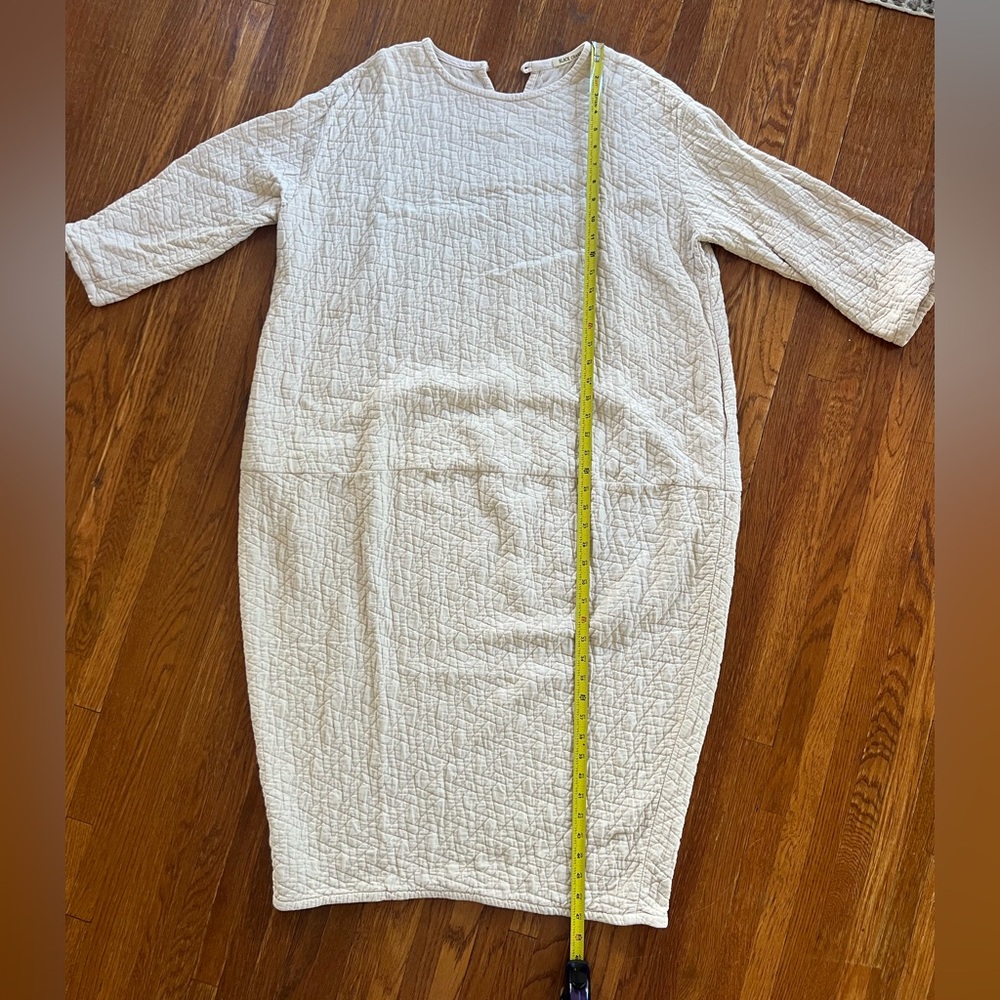 Black Crane Quilted Long Bud Dress in Natural